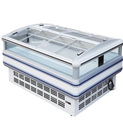 China Auto Defrost Supermarket Island Refrigerator With Glass Covers for sale