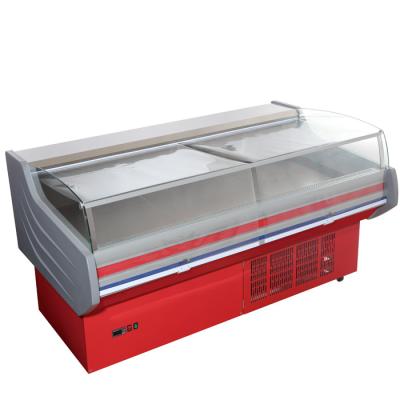 China ROHS Deli Display Refrigerator , Commercial Open Display Freezer With Curved Glass For Meat Seafood for sale