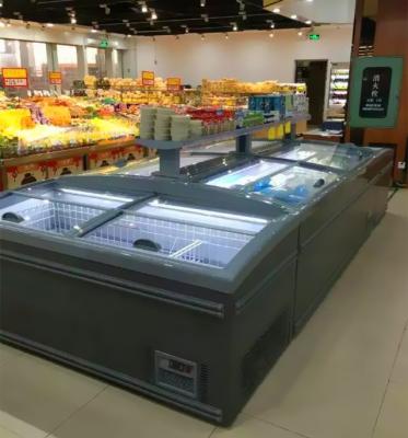 China congelador de la isla del supermercado 50Hz, congelador congelado del pecho de la exhibición de los mariscos de la carne en venta