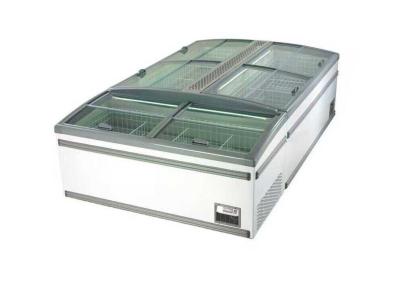 China Low E Glass Door Chest Island Commercial Display Freezer For Fish 650w for sale