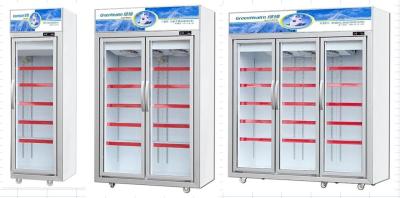 China -18~22℃ Temperature Upright Glass Door Display Freezer For Seafood 1700L for sale