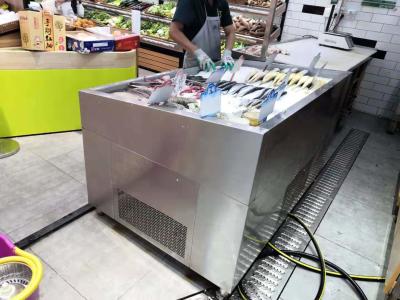 China Butcher Shop Fruit Store Deli Food Display Cooler Chiller  Flip Or Non - Flip Cover SS for sale