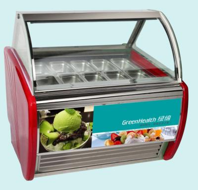 China Curved Sliding Door Ice Cream Display Freezer Red , Green , Black Color for sale