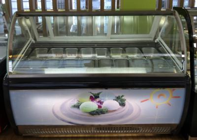 China Frente del congelador de la exhibición del helado del control de la temperatura de Digitaces con la caja de la lámpara en venta