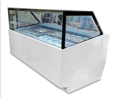 China Commercial 10 Pans Ice Cream Display Freezer With Customized Light Box for sale