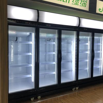 China Congelador de vidro do refrigerador da exposição da porta de SKD com a caixa de iluminação curvada do diodo emissor de luz à venda