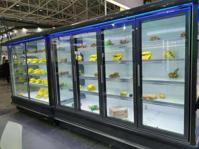 China La cortina de aire de la puerta de vidrio de desplazamiento Multideck abre el refrigerador para el colmado en venta