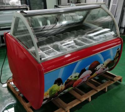 China Commercial Hard ice cream showcase italian gelato glass display case fruit Ice cream display cabinets for sale