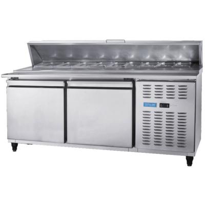 中国 Stainless Steel Commercial Kitchen Worktable Pizza Salad Freezer Table Refrigerator For Industrial Hotel / Restaurant 販売のため