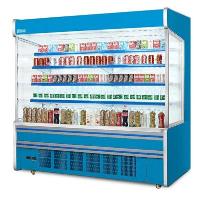 China Shelves Adjustable Auto Defrost Opendeck Dairy Chiller / Commercial Open Display Fridge for sale