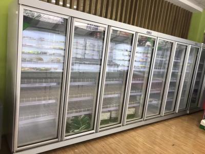 China Supermarket 6 Glasses Doors Commercial Upright Freezer For  Benverage Cooler for sale