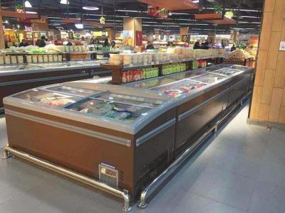 中国 大きい引き戸のスーパーマーケットの島のフリーザー、ガラス上の箱のフリーザー 販売のため