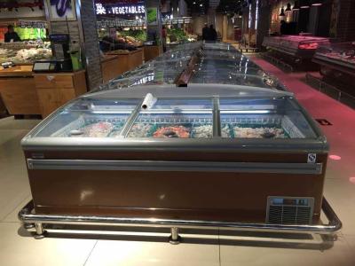 China 2.5m Length Chest Deep Freezer  Up And Down Sliding Glasses Door / Supermarket Frozen Refrigerator for sale