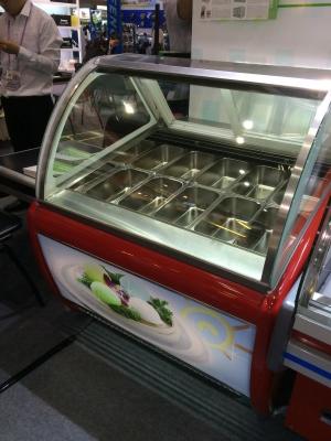 China Green Health 12 Pan Ice Cream Freezer Showcase For Snack Shop CE Rohs for sale