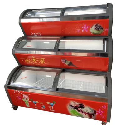 China 3 Layers Popsicle Ice Cream Display Freezer Static Cooling Red Color for sale