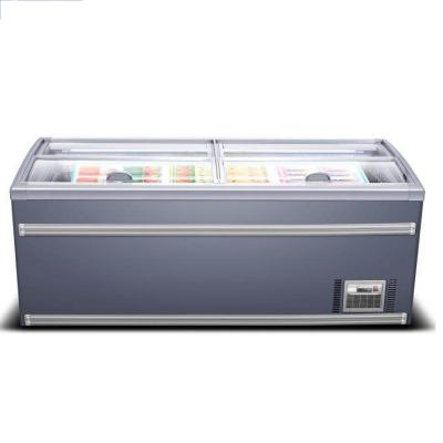 China 1500 Liters Supermarket Island Freezer For Package Meat Frozen for sale
