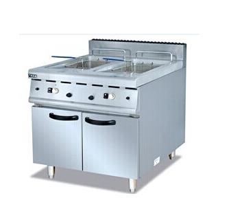 China Stainless Steel 32kW 2 Basket Tank Fryer With Cabinet for sale