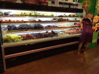 China Refrigerador contrario abierto de la exhibición del negro para el enfriamiento autónomo de las frutas en venta