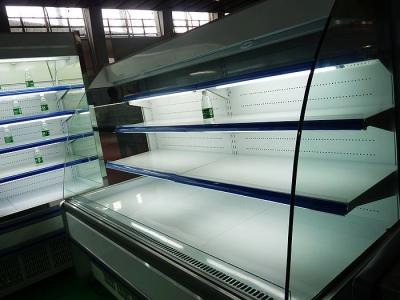 China White 2.5meter Multideck Open Chiller , Low Height Open Display Showcase Cooler for sale