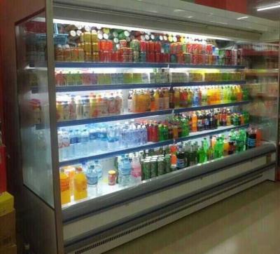 China Customize Adjustable Multideck Open Chiller Food Modern Glass Display Cabinet for sale