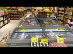 Large Supermarket Island Sliding Glass Door Freezer For Chicken Storage