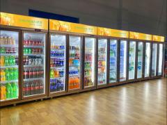 Fan Cooling Swing Door Beverage Display Cooler / Supermarket Refrigerator