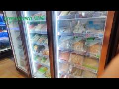 Green & Health Chain Store Glass Door Freezer For Frozen Food With Fan Cooling