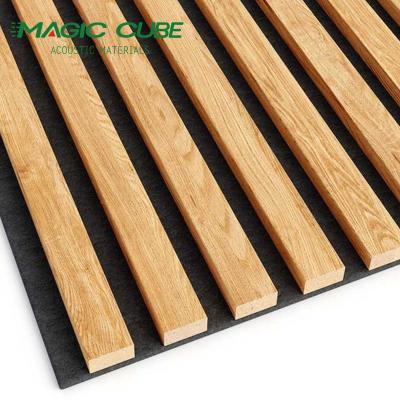 China High Density Aku Panel 3 Side Acoustic Slat Wall Panel For Meeting Rooms for sale