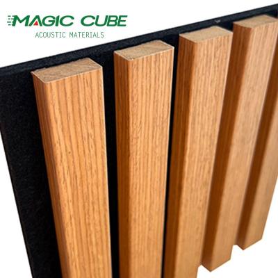 China Theatres Decorative Aku Panel 3 Side Wrapped Acoustic Slat Wood Wall Panels for sale