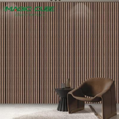 China Felt Wall Interior Wood Slat Cladding 3 Side Wood Slat Acoustic Panels for sale