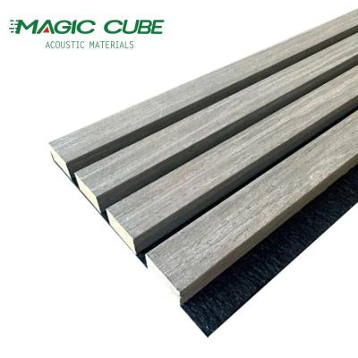 China Sound Absorbing 3 Side Acoustic Wood Veneer Wrapped Slat Wall Panel for sale