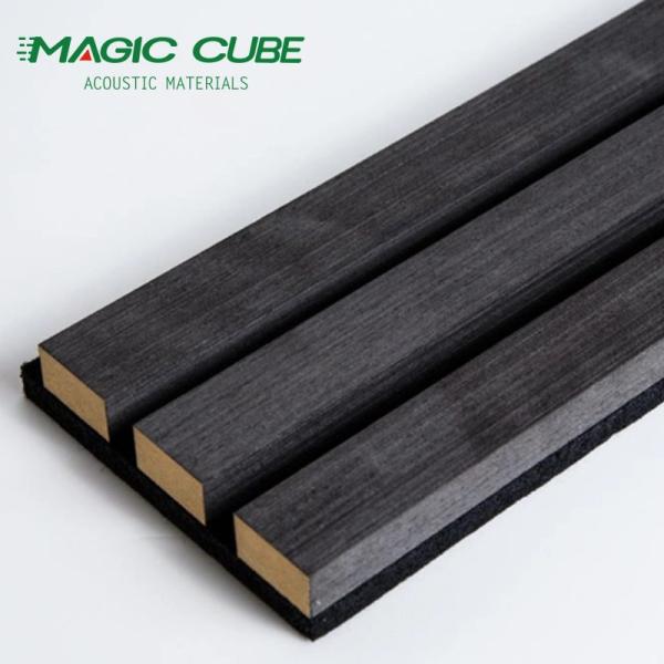 Quality 3 Side Slatted Aku Panel Acoustic Wood Veneer Slat Panels Fire Resistance for sale