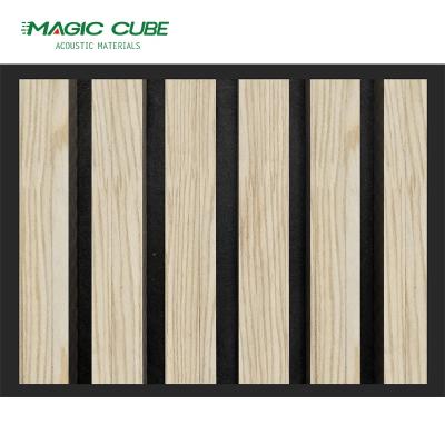 China Acoustic Slatted MDF Wood Veneer Decorative Wall Panel Wood Slats for sale