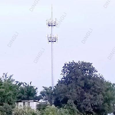 China 2 Platforms 6 Communication Antennas Mounted Steel Mono Pole Self Supporting for sale