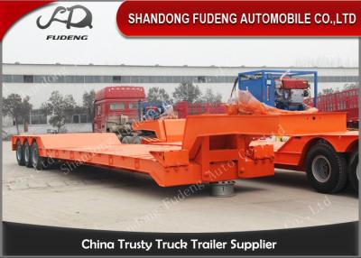 China Front Load Removable  Gooseneck Low Flatbed Trailer 100 Tons 3 Axles for sale