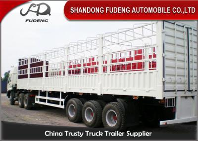China Tri Axle Livestock Semi Trailers / 40 Foot Steel Cattle Stock Trailers  for sale