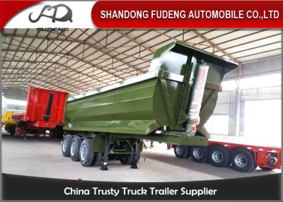 China Tri - Axle Hydraulic Dump Semi Trailer U Or Square Shape 40CBM Box Dimension for sale