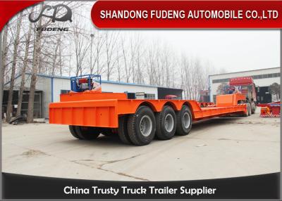 China Detachable Gooseneck Lowboy Semi Trailer , Three Axle Low Bed Truck Trailer for sale