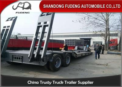 China 2 Axles Removable Gooseneck Low Bed Trailer , Heavy Machine Lowbed Trailer  for sale