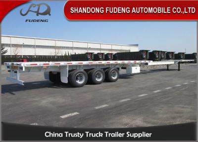 China Over Length Flatbed Extendable Semi Trailer Double / Three Steering Axles  for sale