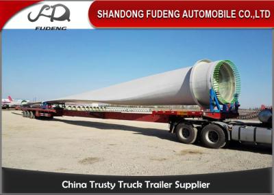 China 60 Ton Load Extendable Lowboy Semi Trailer , Wind Blade Transport Low Loader Trailer  for sale