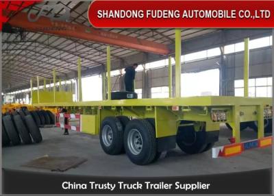 China Three Axles 40 Feet Flatbed Container Trailer With Upright Front Board Trailer for sale