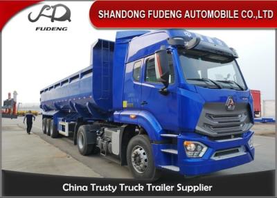 China Transport Sand Stone Coal Dump Trailer Truck 3 Axles 80 Tons In Blue And Red for sale