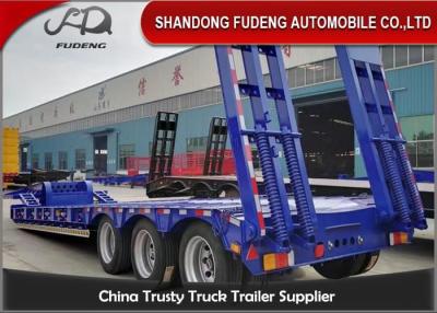China Transport Excavators 3 Axle 60 Tons Lowboy Flatbed Trailer for sale