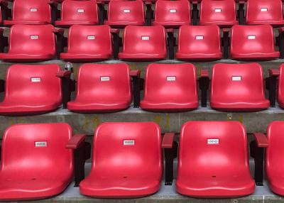 China Outdoor Used Blow Molding Plastic Football Stadium Seats With Polymer Armrest for sale