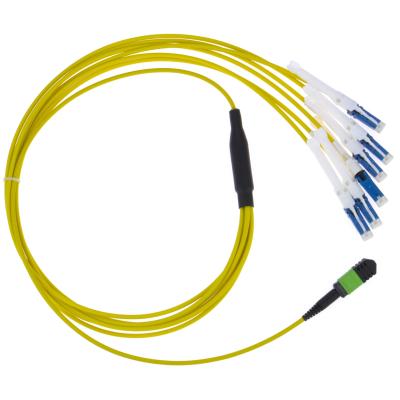 China MPO CS Fiber Optic Patch Cord 12 Core SM MM 3.0mm Yellow LSZH PVC Fiber Breakout Cable for sale