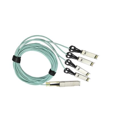 China 3M QSFP28 a óptico activo del cable OM3 del desbloqueo de 4x SFP28 100G en venta