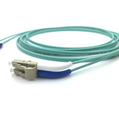 China OM3 Fiber Optic Patch Cord 45 90 Degree Angled Boot LC To LC Multimode Duplex for sale