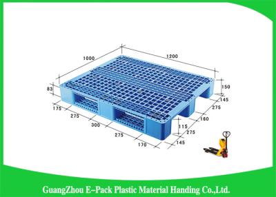 China Double Sides 4 - Way Stackable Plastic Pallets , Plastic Skids Pallets 1200 X 1000mm for sale