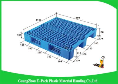 China Ventilated Plastic Skids Pallets Single Faced , Euro Blue Plastic Pallets Ventilated Deck for sale